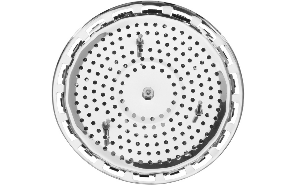 Detalj av perforert overflate på Justerbar dampinnsats i rustfritt stål for gryter 14 cm