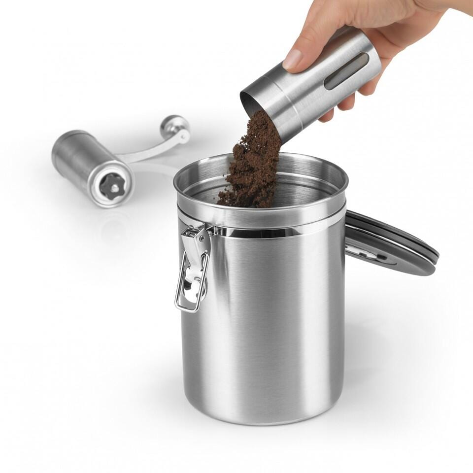 Kaffeboks med doseskje rustfritt stål 700 g - BEEM lufttett lukking