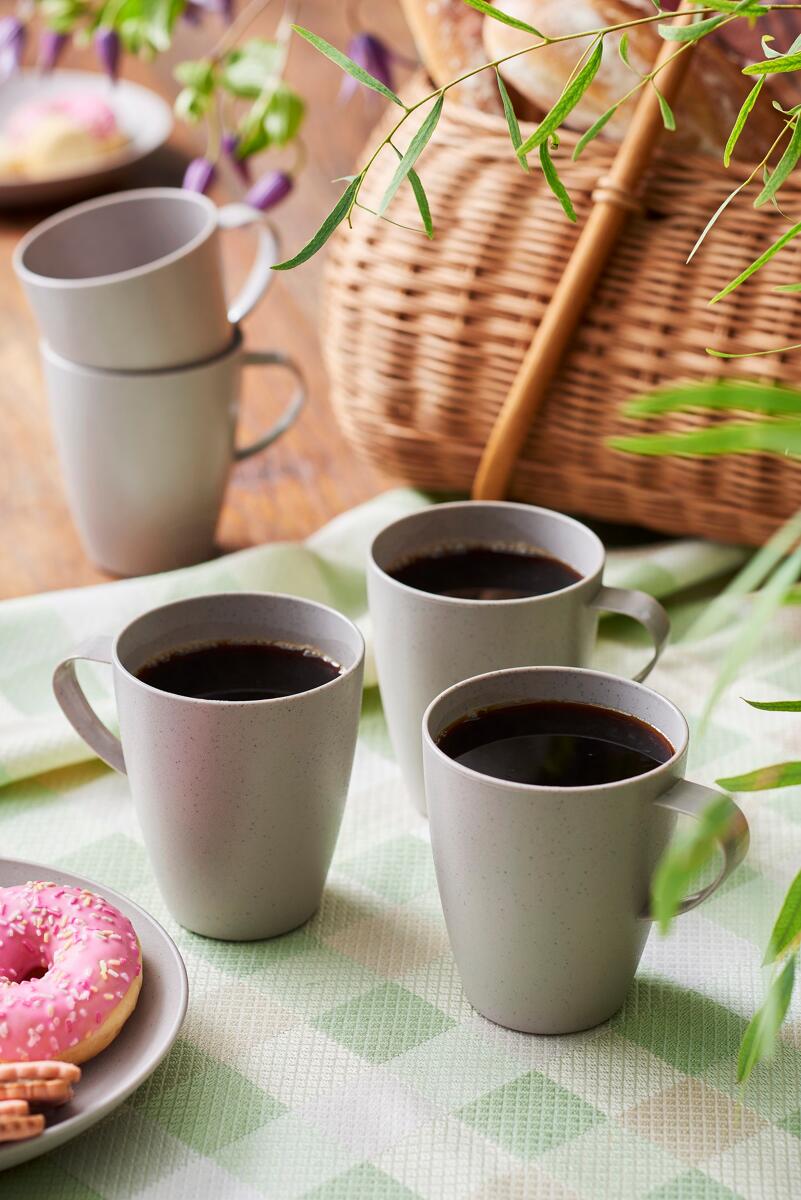 Nærbilde av materialet i Kaffekopp bio 300 ml BPA-fri bioplast med hank