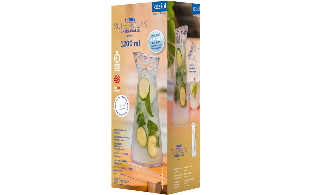 Karaffel Superglas Club Carafe L 1,2 l med vippelokk nærbilde av lokk