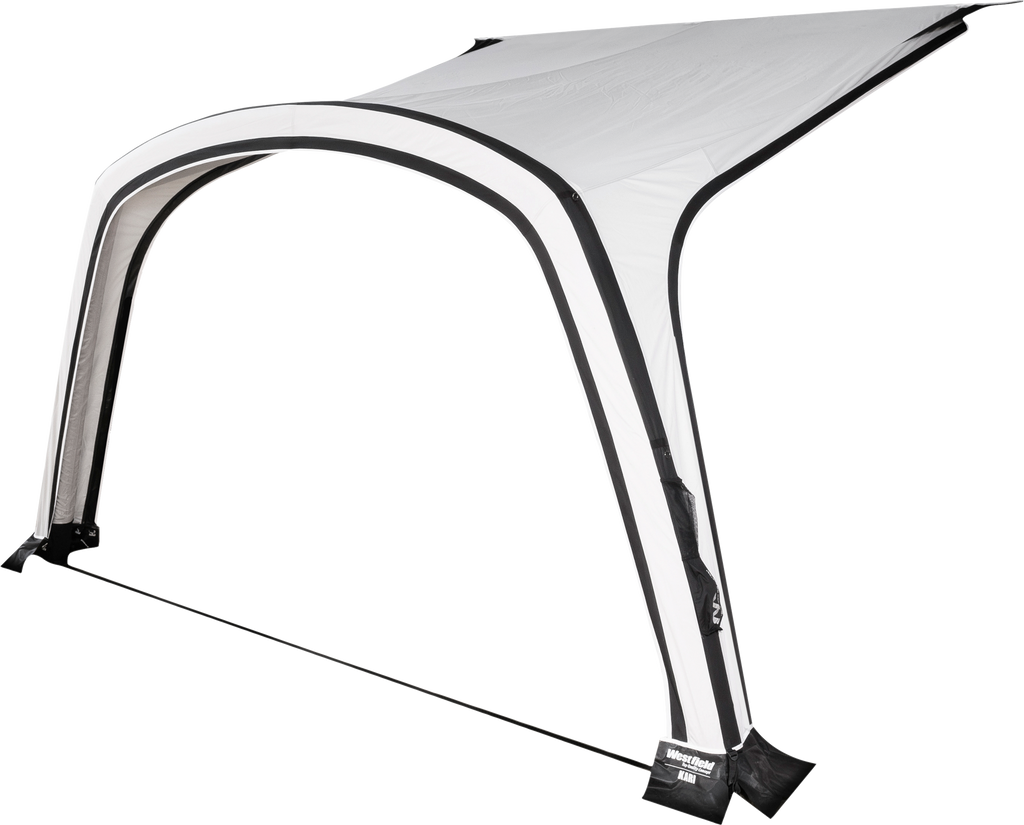 Kari oppblåsbart soltak for campingvogn 400x250 cm fra front