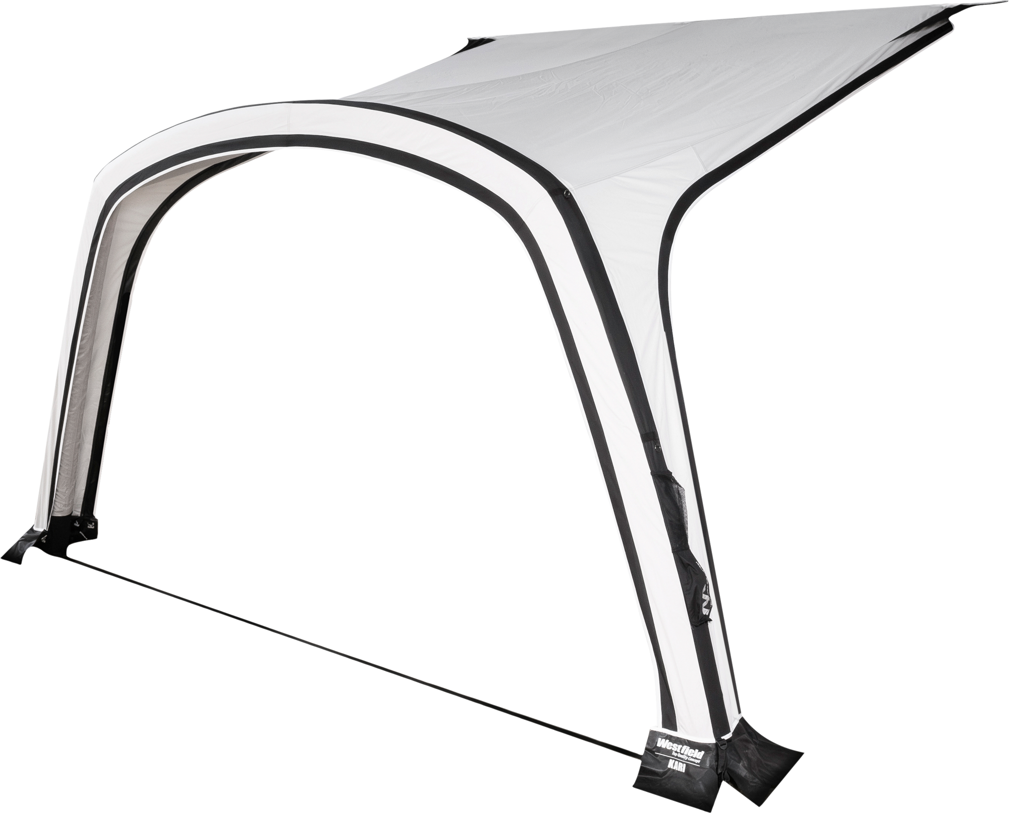 Kari oppblåsbart soltak for campingvogn 400x250 cm fra front