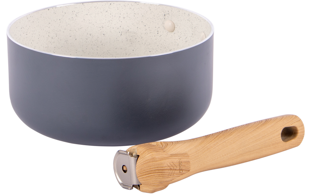 Kasserolle Quayside aluminium 18 cm montert med lokk og avtakbart grep