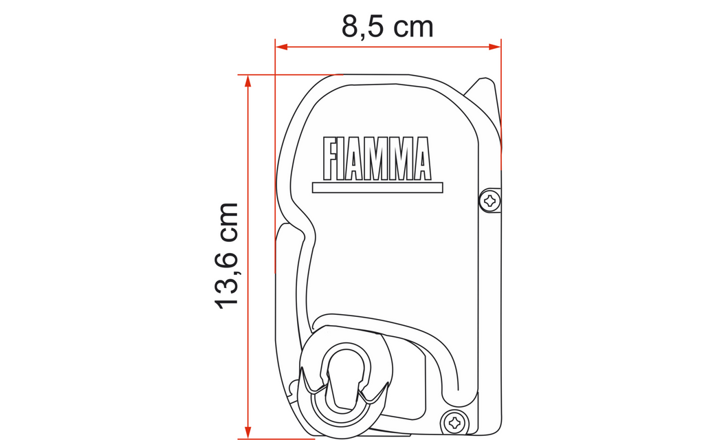Nærbilde av stoff og farge på Kassettemarkise F45s 260 cm for VW T5/T6 høyrestyrt