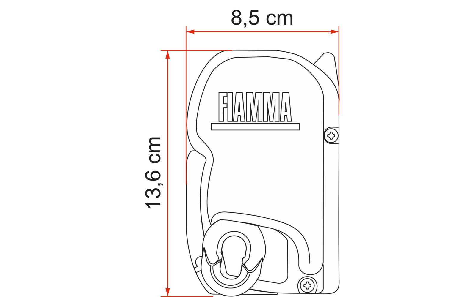 Nærbilde av stoff og farge på Kassettemarkise F45s 260 cm for VW T5/T6 høyrestyrt