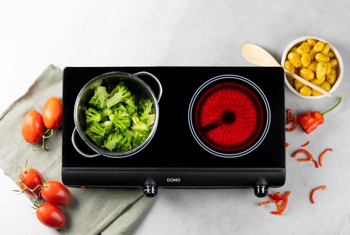 Keramisk kokeplate ECO 2 soner 2500W infrarød 50,5 cm i campingmiljø