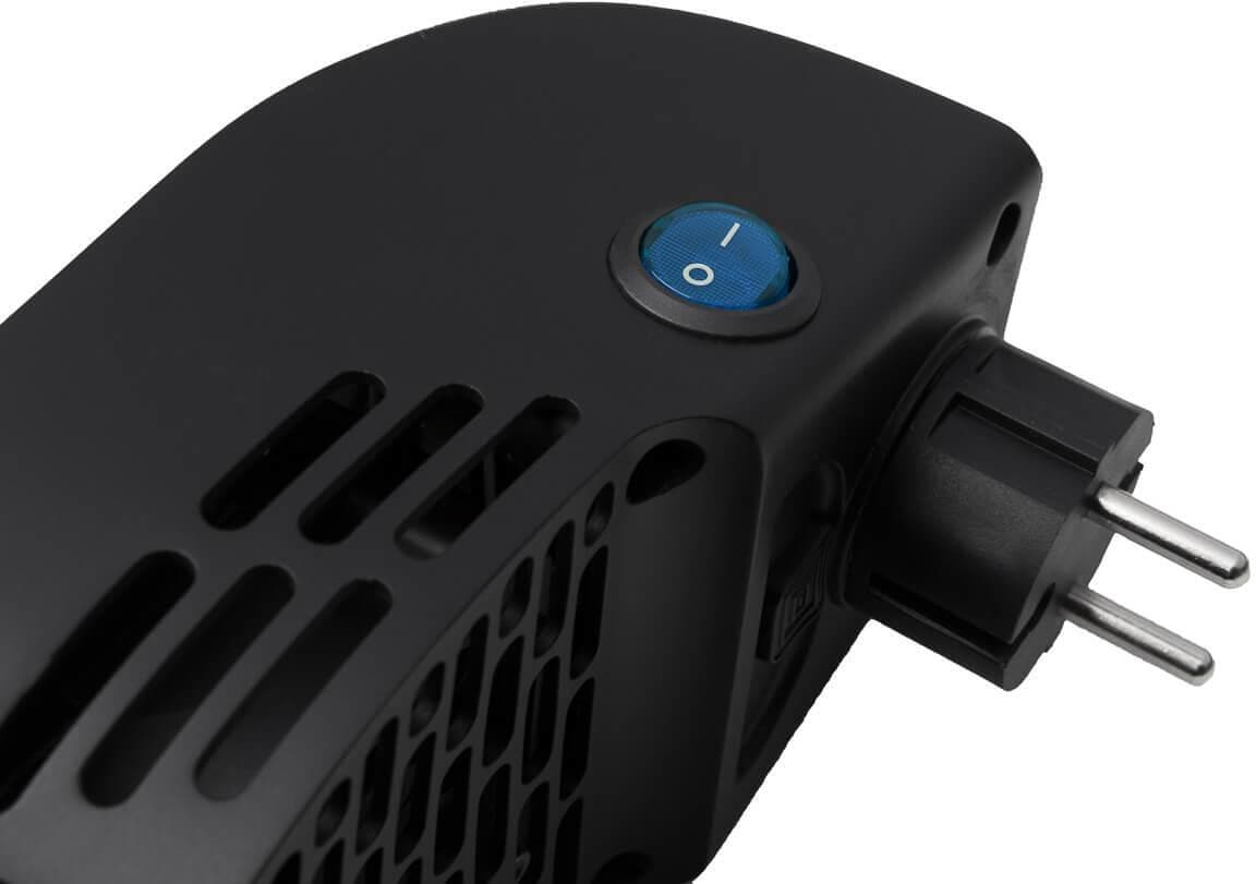 Nærbilde av kontrollpanel på keramisk varmeovn Heat Plug-In med timer