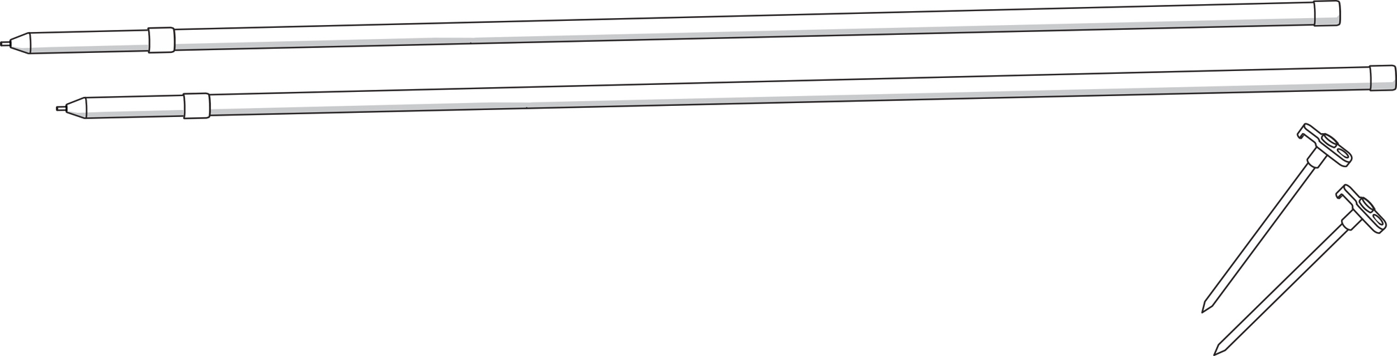 Kit Poles for Rear Door Cover aluminiumstenger for Ducato VW T5 fra Fiamma