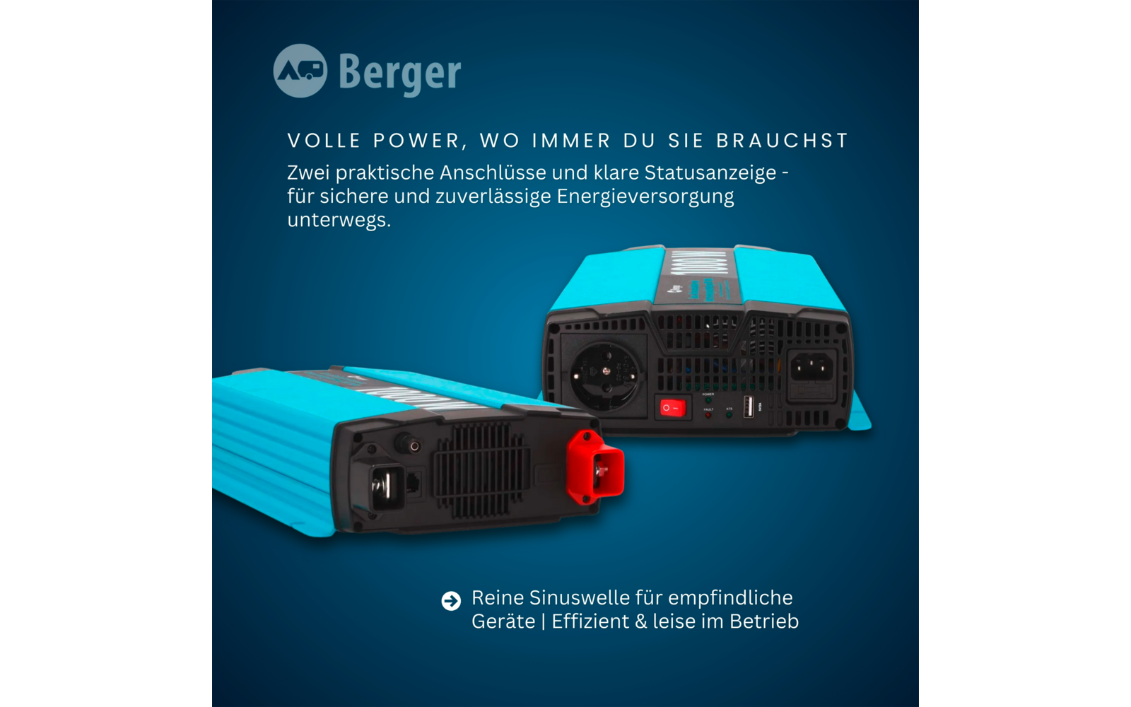 Kjøling og vifte på Vekselretter SW ren sinus 1000W 12V til 230V