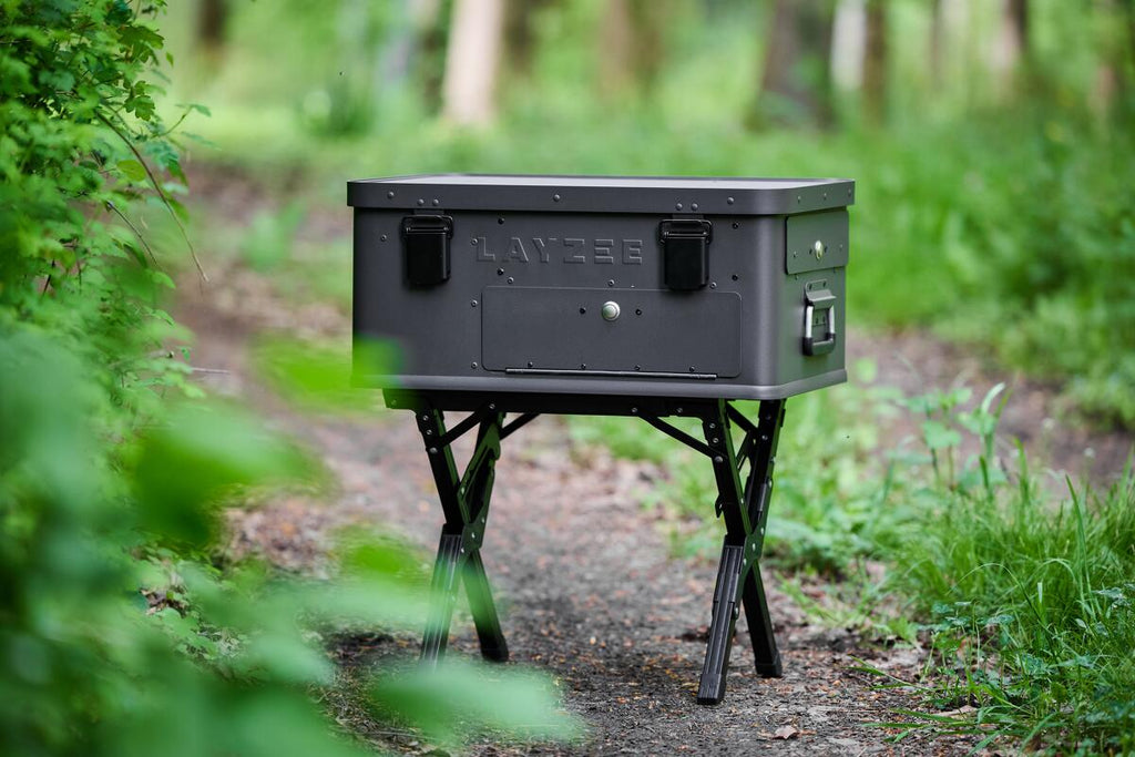 Kjøkkenboks Junior aluminium 60x40x27cm med vindbeskyttelse sett ovenfra