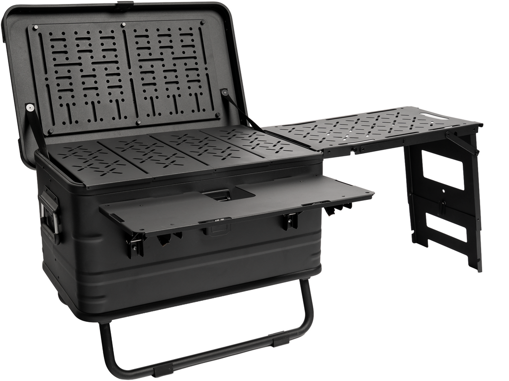 Kjøkkenboks Santiago med separat sidebord i aluminium - Camplife forfra