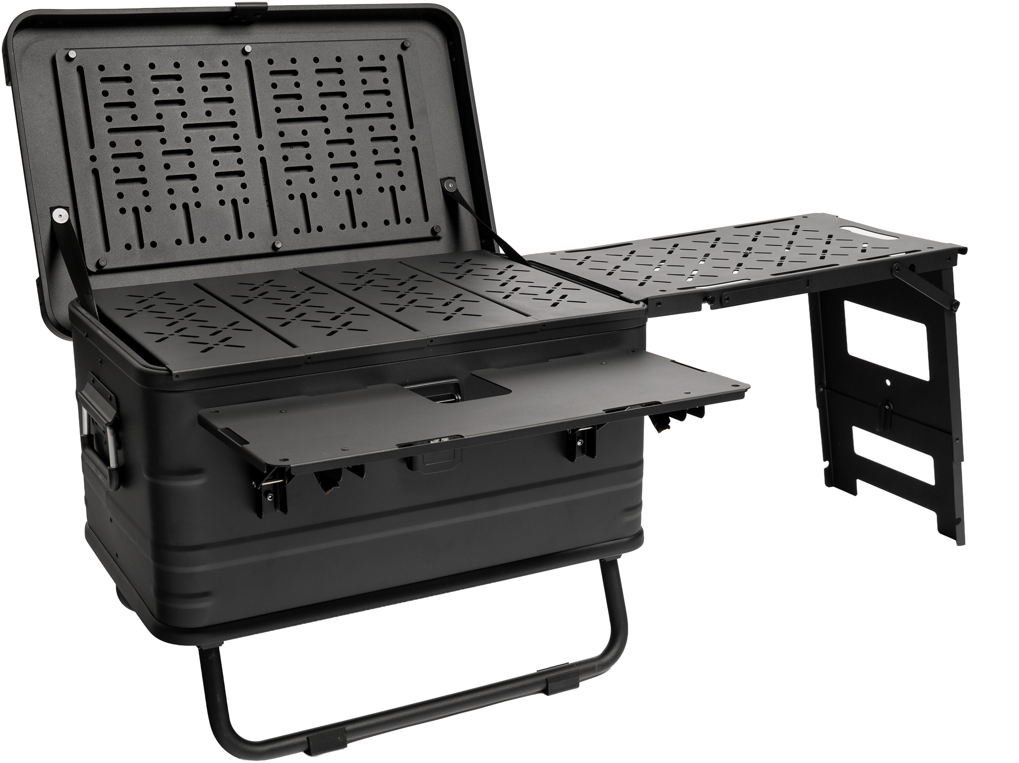 Kjøkkenboks Santiago med separat sidebord i aluminium - Camplife forfra