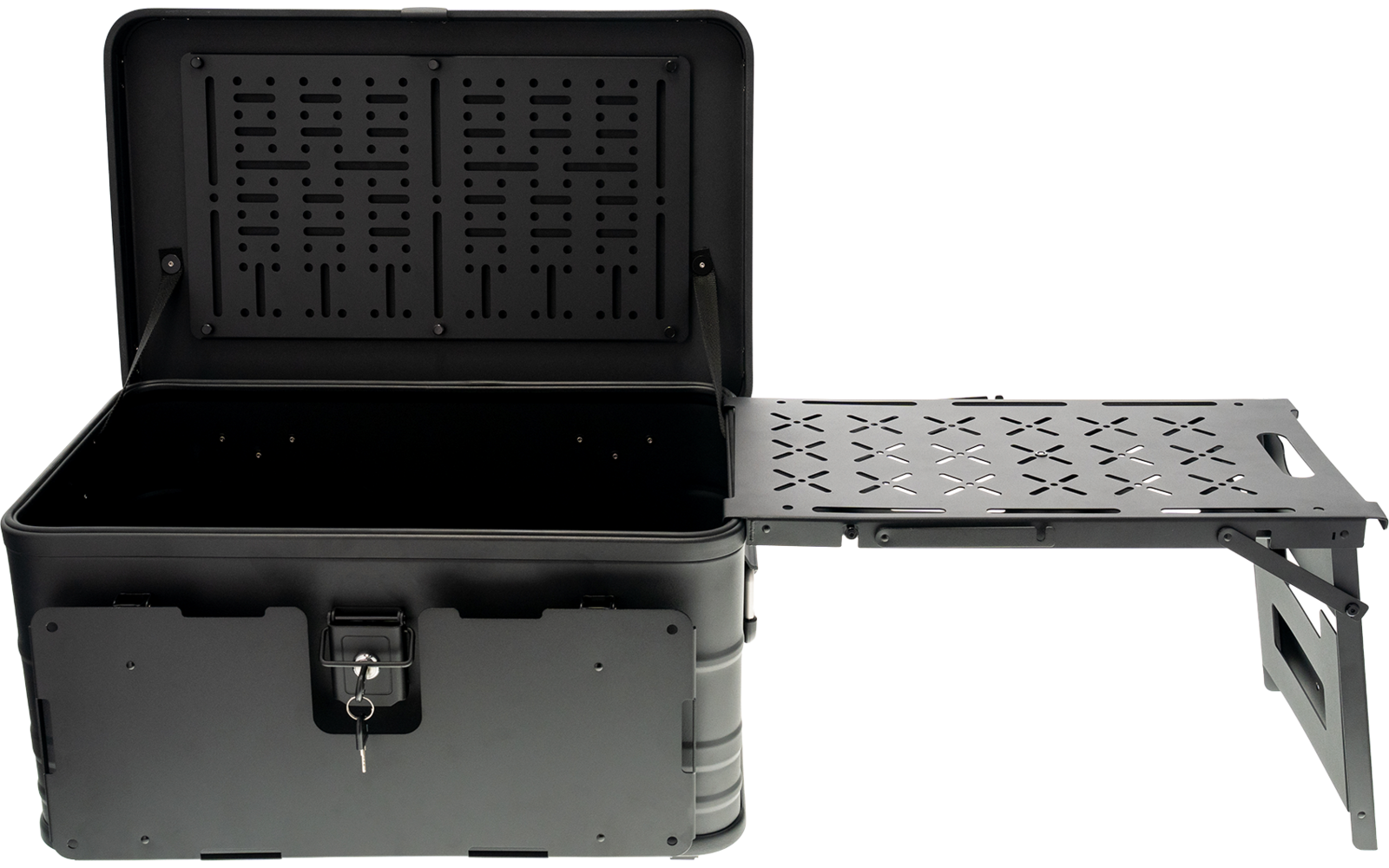 Kjøkkenboks Santiago med separat sidebord i aluminium - Camplife detalj av sidebord