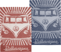 Kjøkkenhåndkle 2-pk T1 Bulli rød/blå forfra med VW Collection motiv