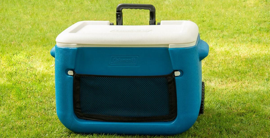 Kjøleboks 50QT Polylite med hjul 46L blå bakside