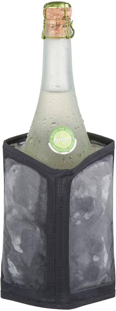 Kjølemansjett for champagneflasker svart 18 cm montert på flaske