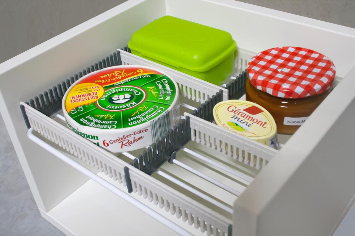 Detalj av Kjøleskaporganiser 8-delers sett 33 cm grå/hvit - Purvario