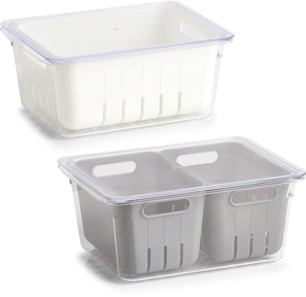 Kjøleskapsboks med lokk og drypprist i plast 22,5x17,5x10 cm - Zeller forfra