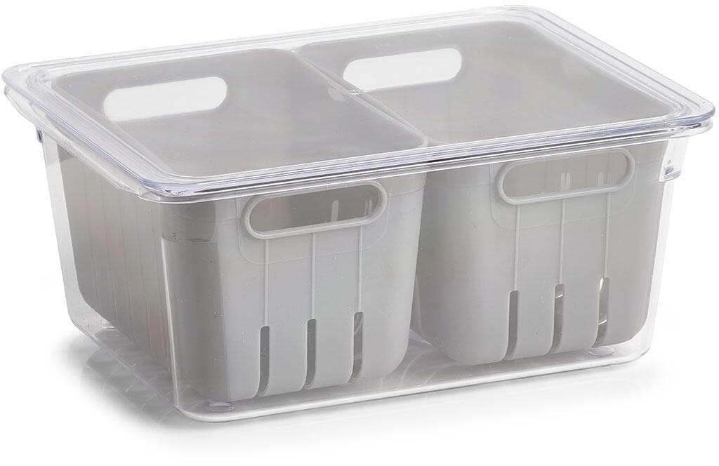 Detalj av drypprist i Kjøleskapsboks med lokk og drypprist i plast 22,5x17,5x10 cm - Zeller