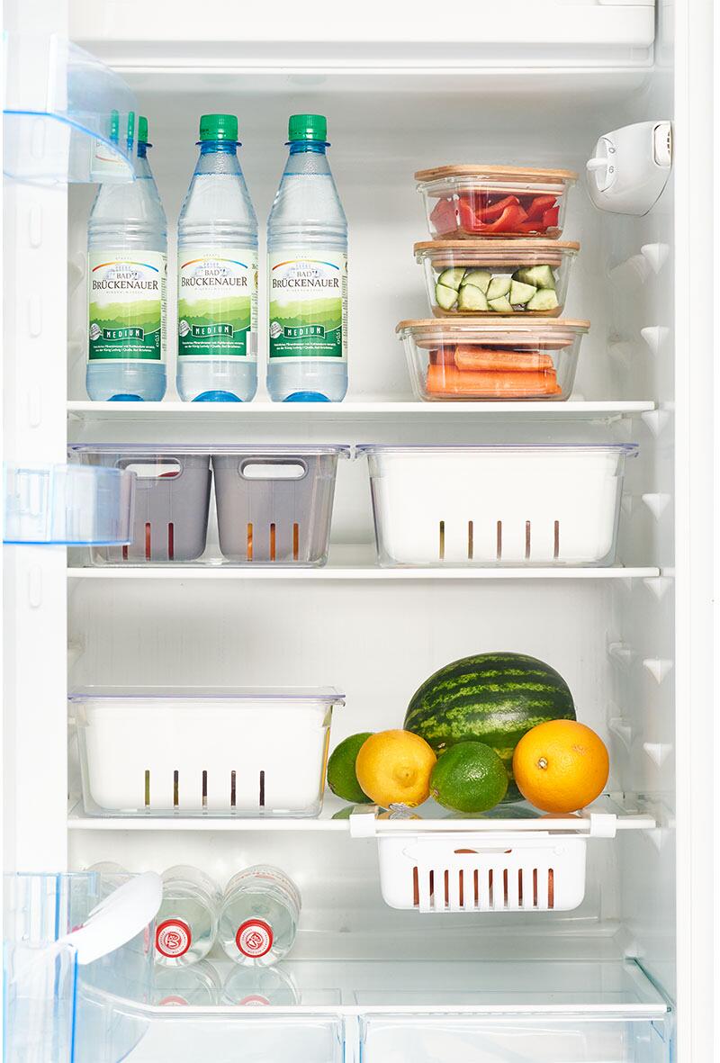 Nærbilde av plastmateriale på Kjøleskapsboks med lokk og drypprist i plast 22,5x17,5x10 cm - Zeller