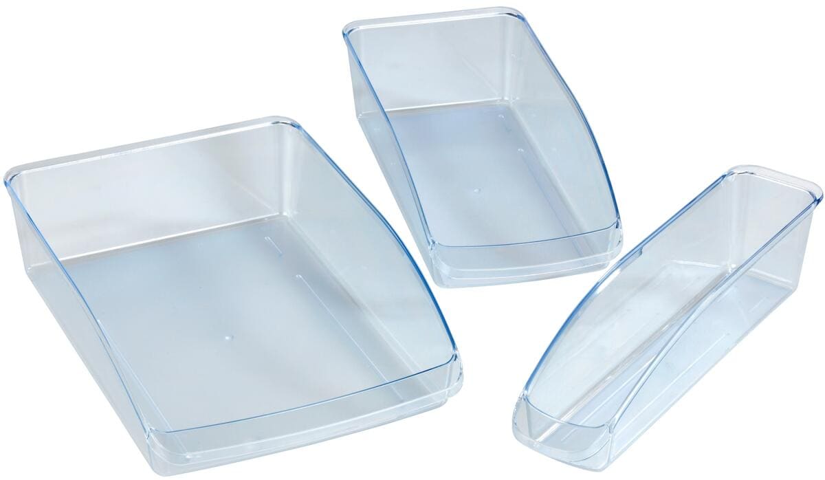 Kjøleskapsorganiser 3-delers sett i plast 22,5x8x33 cm - Wenko forfra
