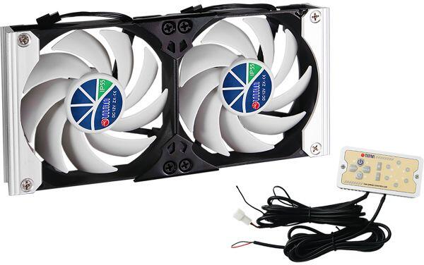 Kjøleskapvifte dobbel ø140 mm 12V IP55 TTC-SC20V2+ - Titan foran