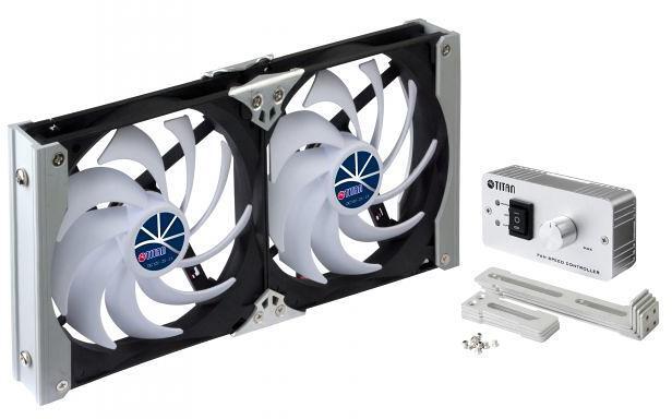 Kjøleskapvifte SC09 dobbel 12/24V aluminium - Titan forfra