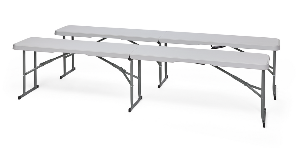 Klappbenk Taurus 2er sett 180 cm stål sammenleggbar forfra