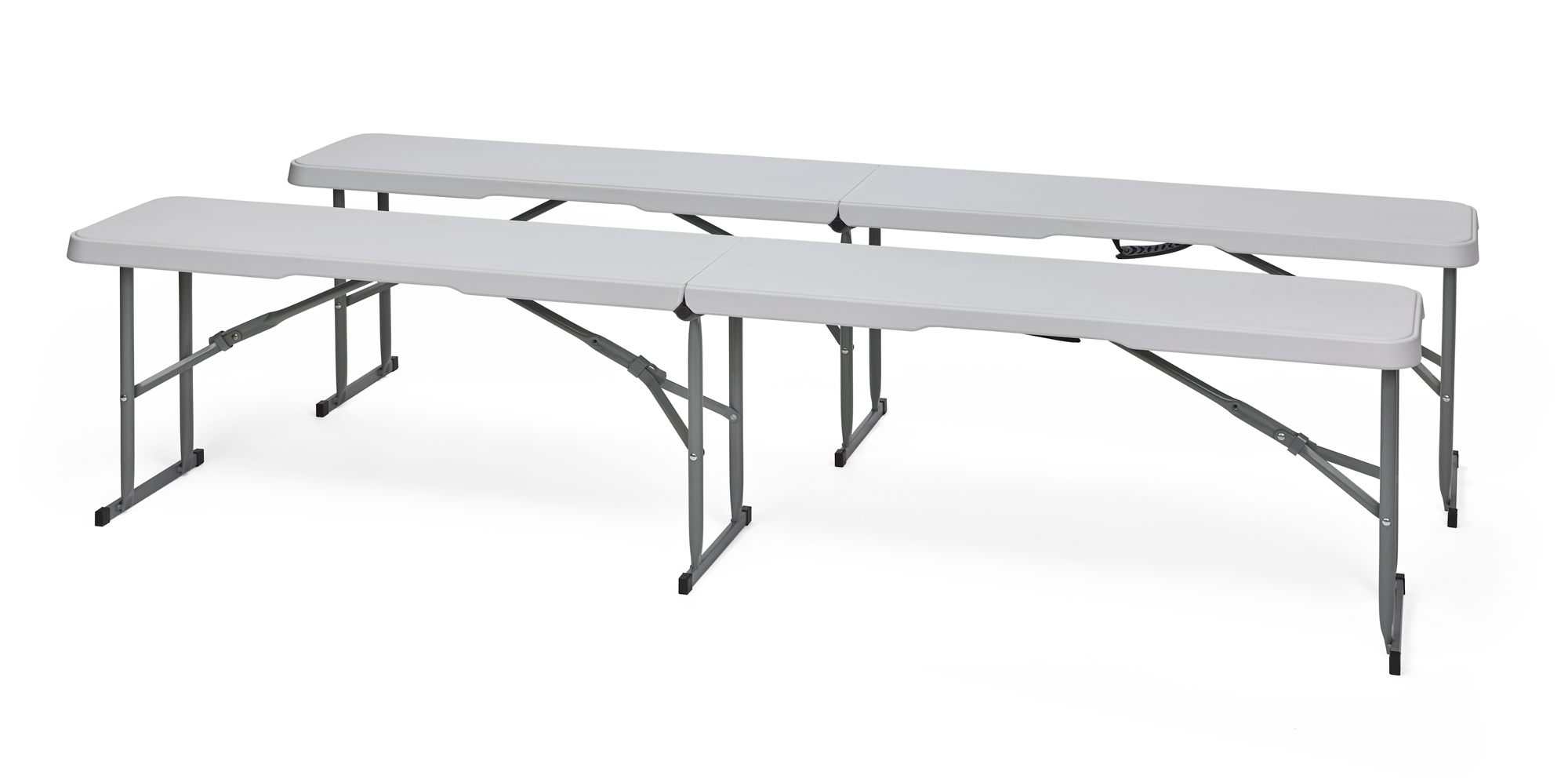 Klappbenk Taurus 2er sett 180 cm stål sammenleggbar forfra