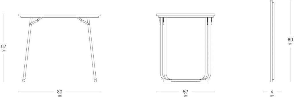 Klappbord Fidji 80x57 cm aluminiumsramme grå montert på campingplass