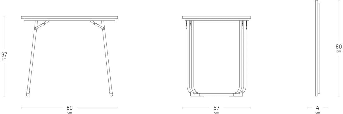 Klappbord Fidji 80x57 cm aluminiumsramme grå montert på campingplass