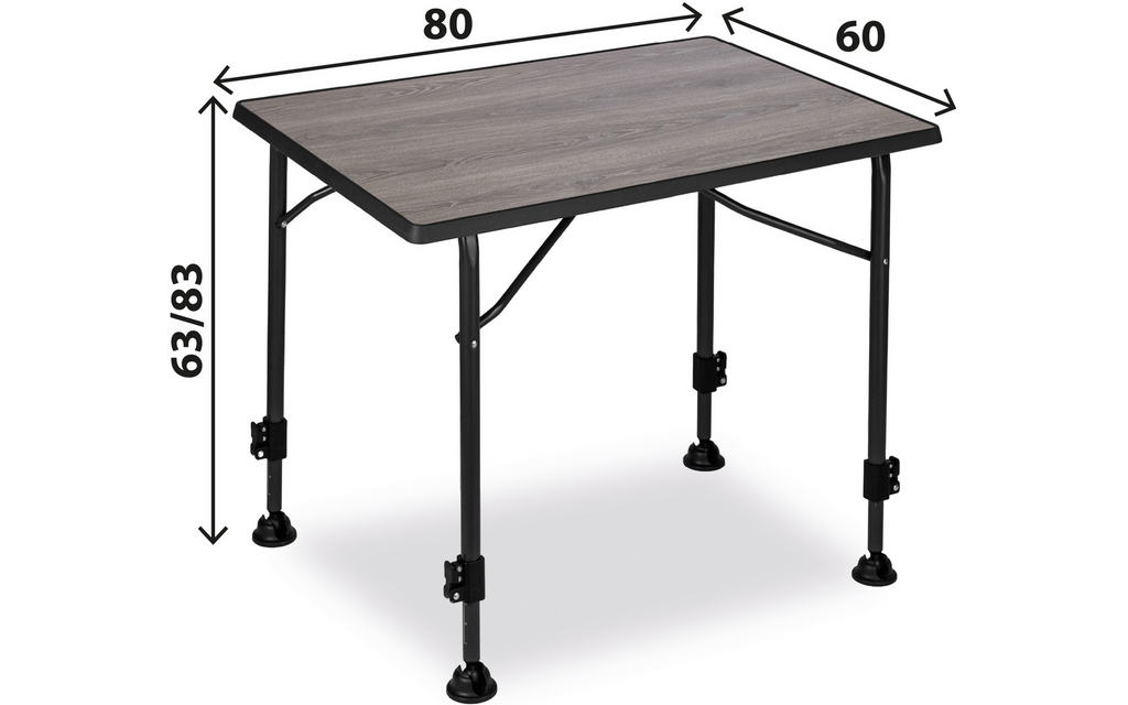 Klappbord Linear Greywood 80 x 60 cm høydejusterbart bakside