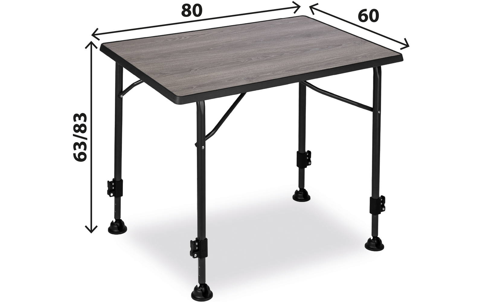 Klappbord Linear Greywood 80 x 60 cm høydejusterbart bakside