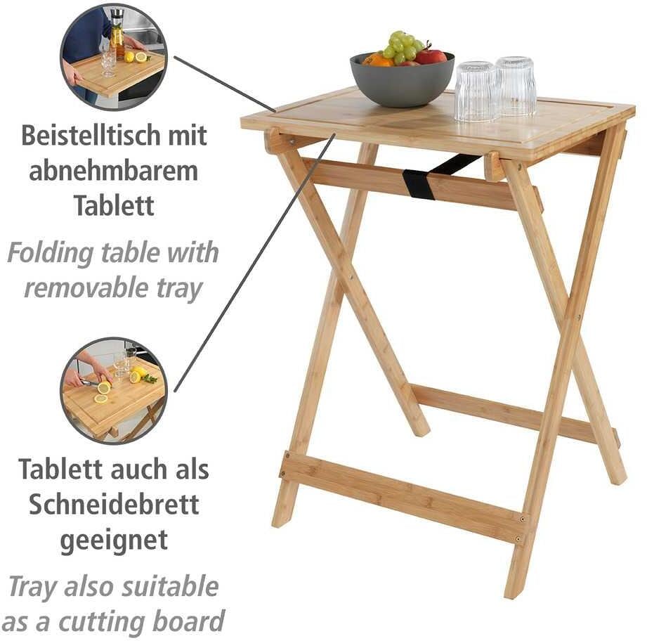 Klappbord Lugo med skjærebrett bambus 60x79x52 cm bakside