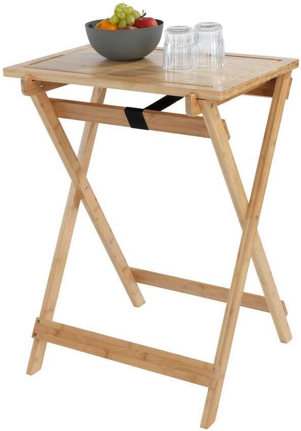Klappbord Lugo med skjærebrett bambus 60x79x52 cm montert i bruk