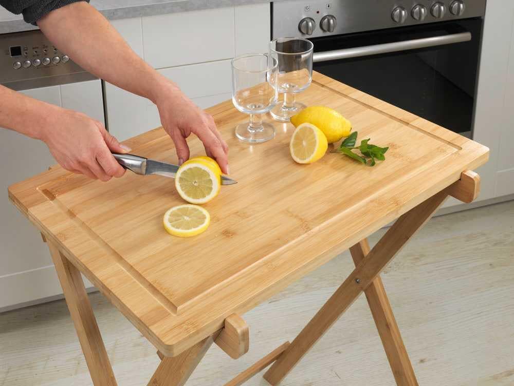 Klappbord Lugo med skjærebrett bambus 60x79x52 cm - Wenko