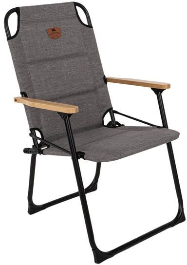 Klappstol med bambus-armlener 56x48x90 cm grå melert forfra