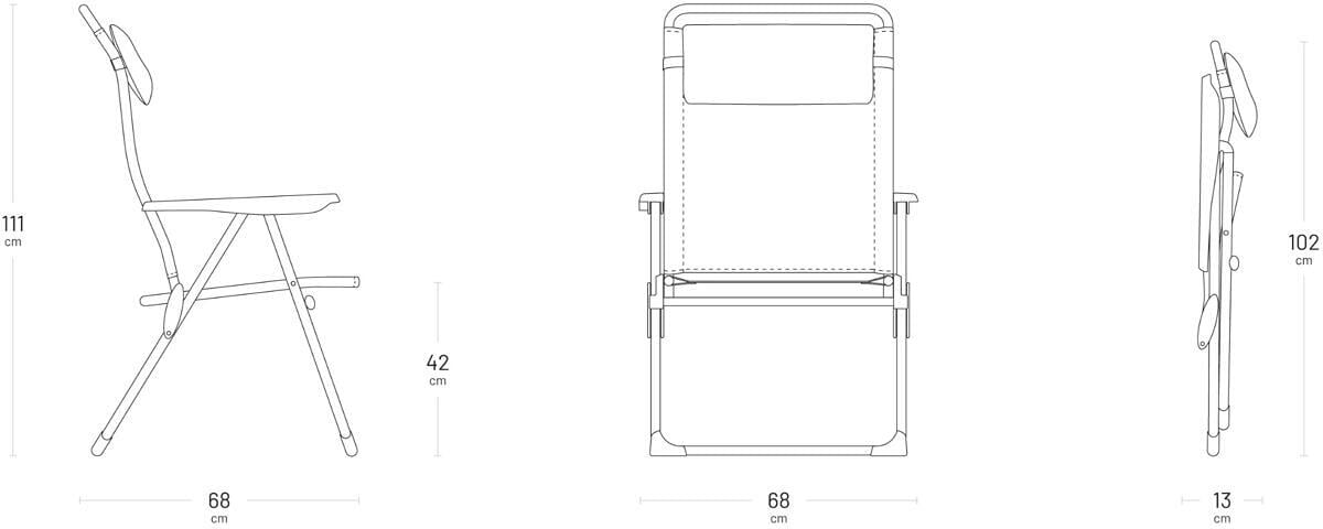 Klappstol Alu Cham XL AirComfort montert på en campingplass
