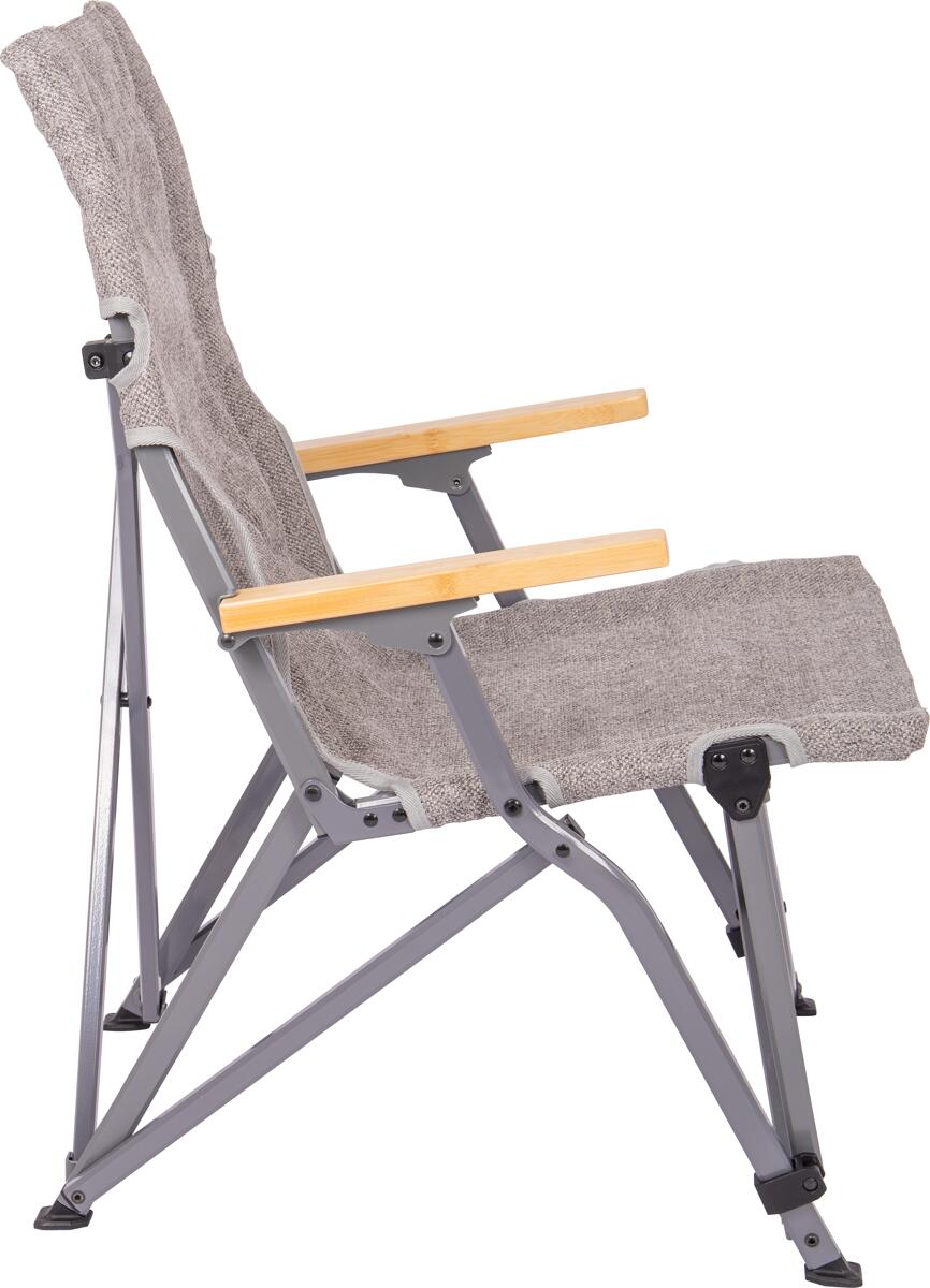 Klappstol Chelsea med bambus-armlener, grå aluminium 3,4 kg - Bo-Camp