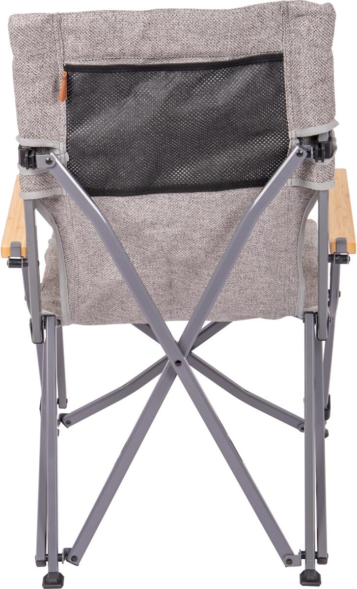 Klappstol Chelsea med bambus-armlener, grå aluminium 3,4 kg - Bo-Camp