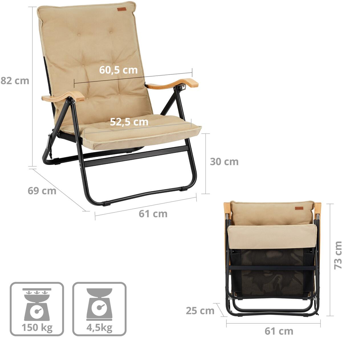 Klappstol Hayden Deluxe bakside med ramme