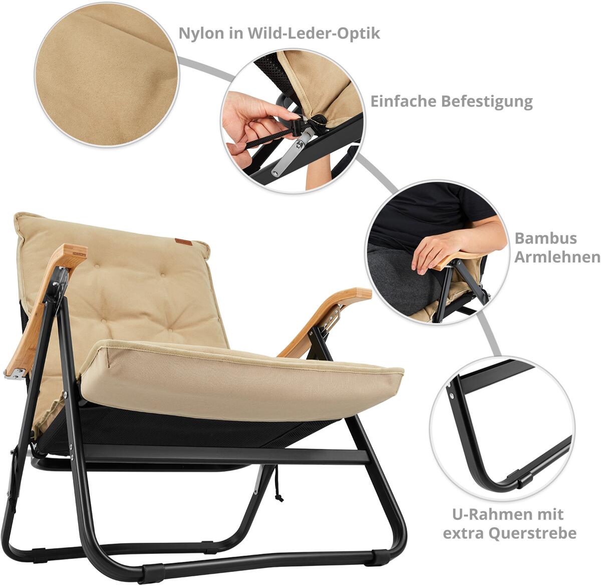 Nærbilde av stoff og pute på Klappstol Hayden Deluxe