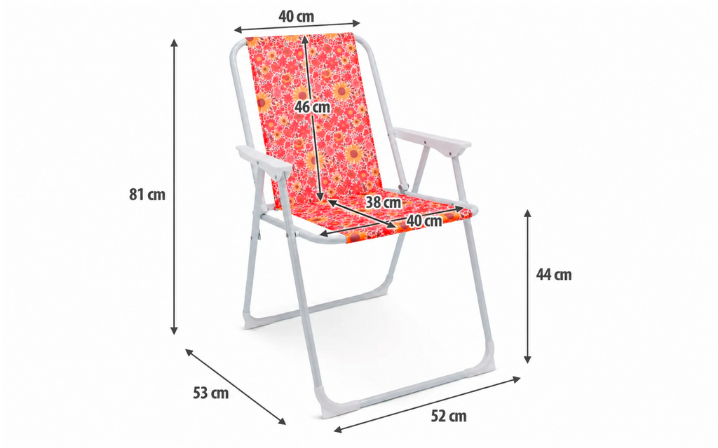 Klappstol Jesolo Flower retro stålramme pakket for transport