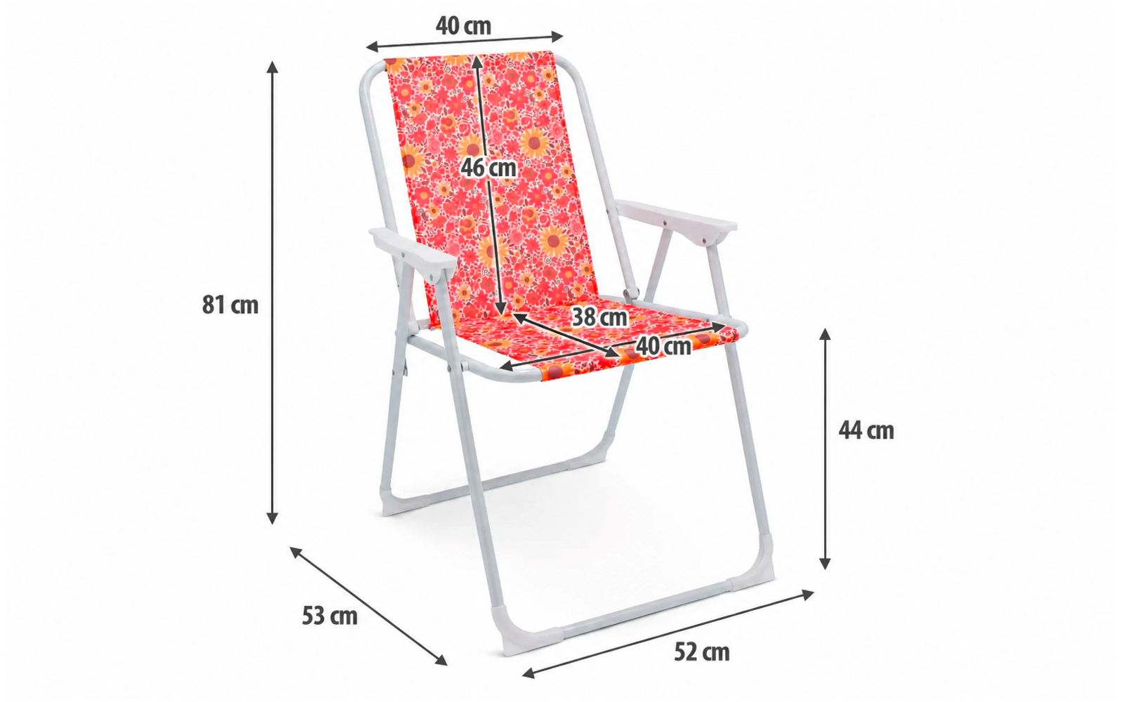 Klappstol Jesolo Flower retro stålramme pakket for transport