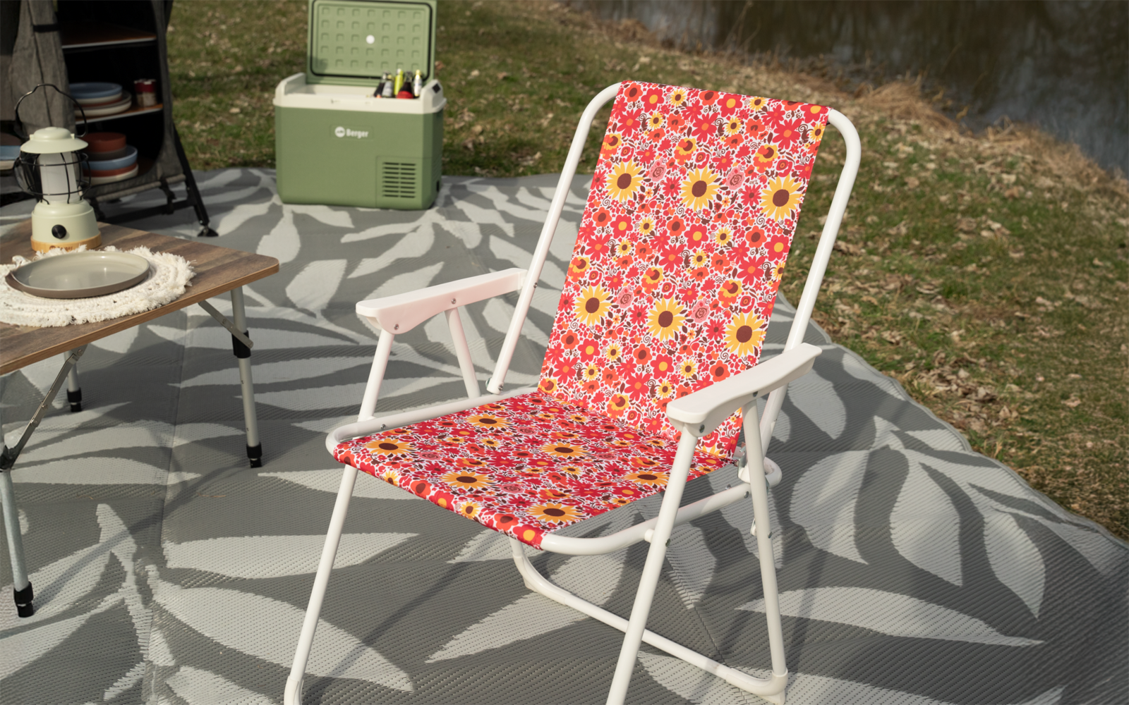 Sittestilling i Klappstol Jesolo Flower retro stålramme