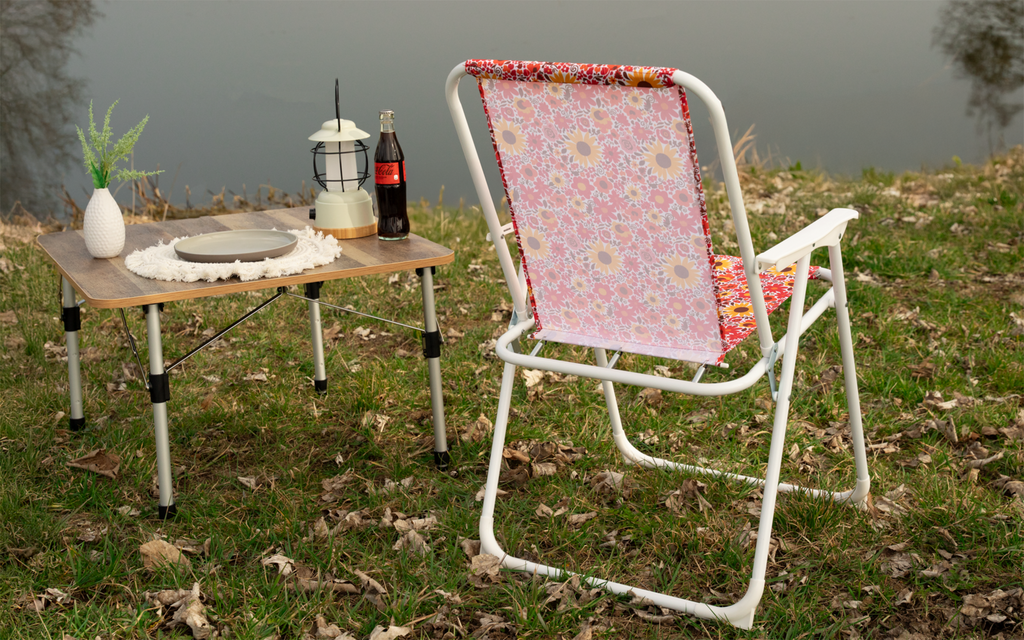Klappstol Jesolo Flower retro stålramme ved strand