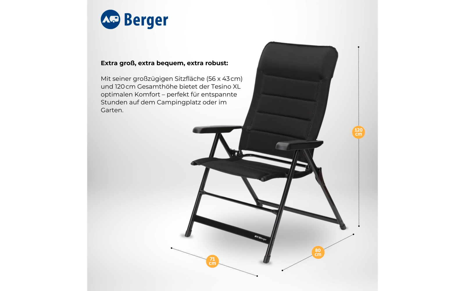 Klappstol Tesino XL sett 2 stk 3D-mesh bakside