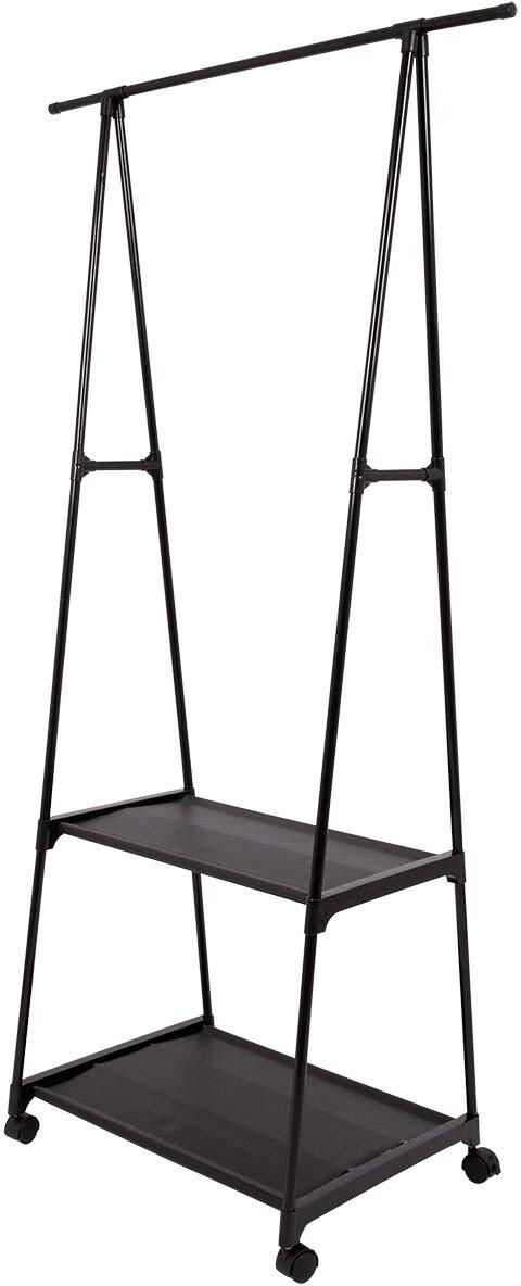 Kleshenger Spirit med hyller 60x160 cm stål svart montert i campingmiljø