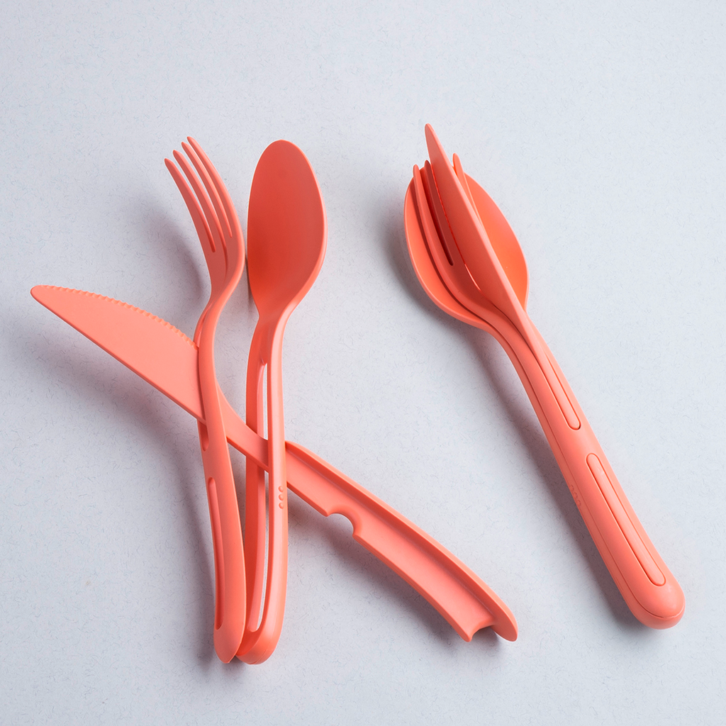 Klikk To Go bestikksett 3-delers, sweet pink forfra