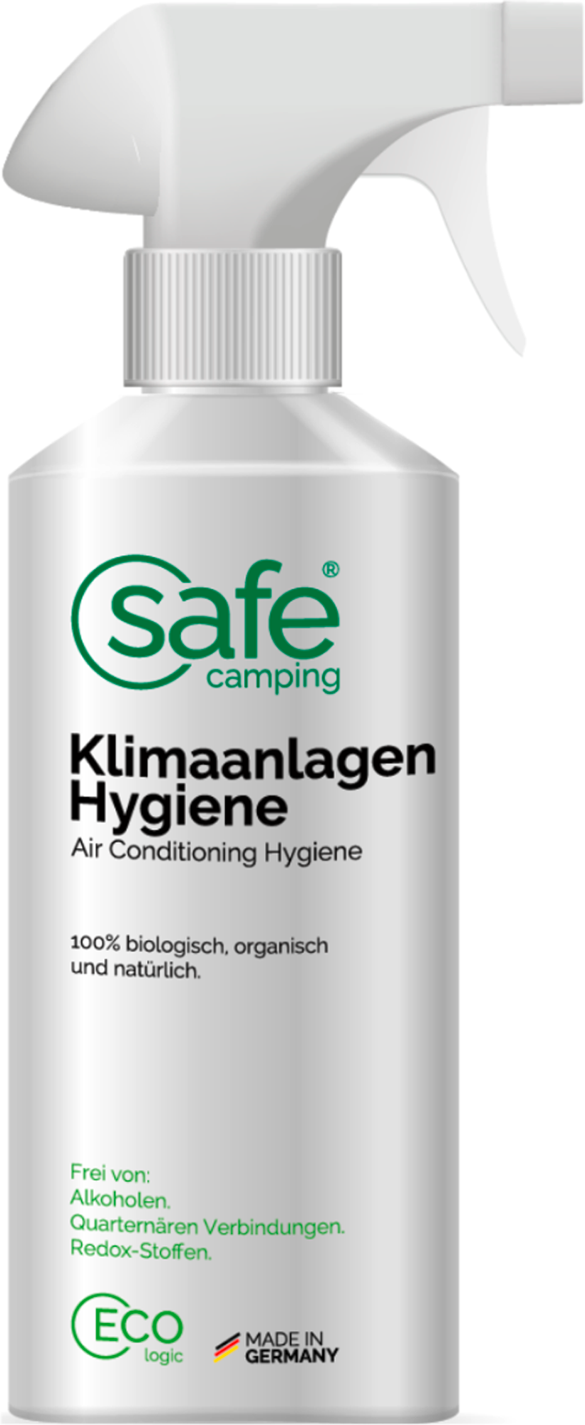 Klimaanlegg hygienespray 500 ml med mikrobeskyttelse - SAFE CAMPING forfra